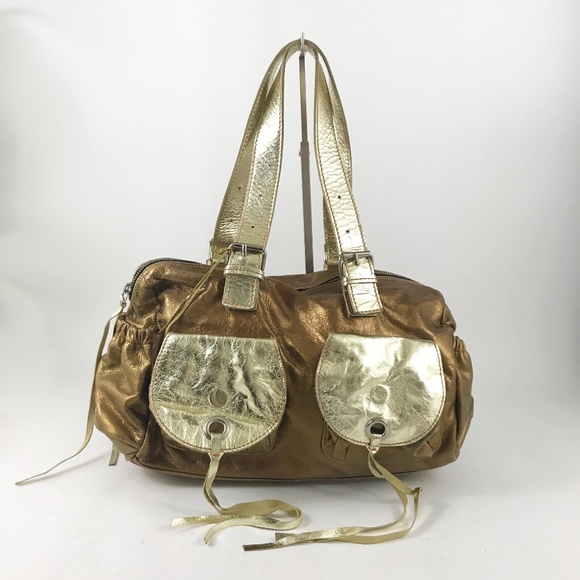 Tano Handbags - Tano Gold & Copper Multi-Pocket Leather Bag